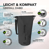 Where Tomorrow Dry Bag 30L - Style 02 - Schwarz, wasserdichter, robuster Rucksack mit UV-Schutz und verstellbarem Schultergurt.