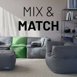 LUMALAND Sitzsack-Sofa Mittelstück Pastell Grün, kombinierbar mit modularen System, 200 L Volumen, extrastark, pflegeleicht.