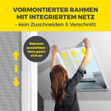 EASYmaxx Insect Protect Teleskop-Insektenschutzgitter für Dachfenster mit ausziehbarem Rahmen und integriertem Netz, montagefertig.