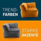 LUMALAND Modulares Eckteil links aus der Cord-Reihe, 81x81x70 cm - Bezug soft & waschbar - Grau, modernes Design mit trendigem Cordstoff.
