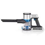CLEANmaxx Akku-Zyklon-Staubsauger Digital-Display anthrazit/silber/blau kabellos mit 22,2 V Akku und Touch-Display.