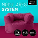 LUMALAND Sitzsack-Sofa Sessel Rotwein, modular, 400 L Volumen, indoor & outdoor, extrastark, pflegeleichter abwischbarer Bezug.