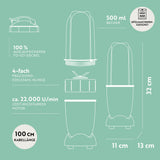 GOURMETmaxx Mr. Magic Power 400 Pro mit Zubehörset M, kompakter Standmixer mit 400-W-Motor und 500-ml-To-go-Becher.