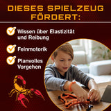 cbionic Flexibles Klemmbaustein-System - 2-in-1 Skorpionschere fördert Elastizität, Reibung, Feinmotorik und planvolles Vorgehen.