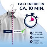 CLEANmaxx Hemdenbügler PRO für Oberbekleidung zeigt faltenfreie Hemden in ca. 10 Min. mit Timer und automatischem Bügeln.
