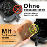 GOURMETmaxx Backpapierschalen für Heißluftfritteusen (5–8 l) schützen vor Fettrückständen und sorgen für einfache Reinigung.