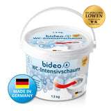 bideo® WC-Intensivschaum 1,5 kg selbstreinigender Kraftschaum für hygienische Toilettenreinigung bis unter den Rand, Made in Germany