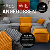 LUMALAND Modularer Sessel aus der Cord-Reihe, 96x72x70cm - Bezug soft & waschbar - Grau, flexibel kombinierbar und gemütlich.