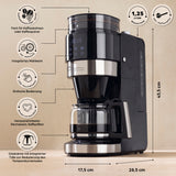 Barista Filterkaffeemaschine Grind mit Mahlwerk, LED-Touchdisplay & Timer, 1,25 Liter Wassertank, 900W Leistung, integrierter Permanentfilter.