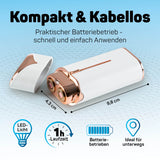 VITALmaxx Mini-Damenrasierer - Elektro-Rasierer für Gesicht, Achseln, Bikinizone, kompakt, kabellos, batteriebetrieben mit LED-Licht und 1 Std. Laufzeit.