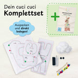 cuci cuci Näh-Baukastenset Motiv: Alpaka Anton mit Nähanleitung, Schnittmuster und Zubehör für Kinder ab 5 Jahren, Komplettset.
