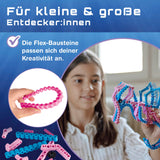 cbionic Flexibles Klemmbaustein-System - 2-in-1 Seepferdchen oder Fisch mit biegsamen Flex-Bausteinen für kreative, dynamische Naturbewegungen.