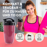 GOURMETmaxx Nutrition Mixer Pro 1.000 mit Zubehörset M kompakt, tragbar mit To-go-Deckel und 550-ml-Becher für Shakes und Smoothies.