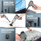 CLEANmaxx 3-in-1-Akkusauger mit Saug-, Gebläse- und Vakuumierfunktion inklusive 7 Aufsätzen für vielseitige Reinigung.