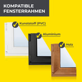 EASYmaxx Moskitonetz für Fenster mit selbstklebendem Klettband, kompatibel mit Kunststoff, Aluminium und Holzfensterrahmen.