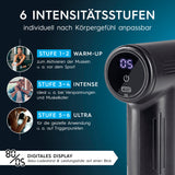 VITALmaxx Massagegerät Mini-Gun - schwarz/silber mit 6 Intensitätsstufen und digitalem Display für individuelle Muskelbehandlung.