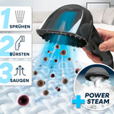 CLEANmaxx Polster- & Teppichreiniger Pro Steam mit Heißwasser- und Dampf-Funktion für gründliches Sprühen, Bürsten und Saugen.
