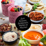 GOURMETmaxx Nutrition Mixer 4-tlg. für schnelles Pürieren, Hacken, Mahlen von Smoothies, Nüssen, Dips und mehr mit To-go-Deckel.