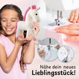 cuci cuci Näh-Baukastenset Motiv Einhorn Elly mit Nähmaschine für Kinder ab 5, Komplettset für erste Näherfolge