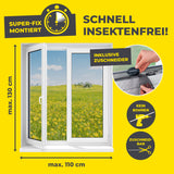 EASYmaxx Moskitonetz für Fenster mit selbstklebendem Klettband, 110 x 130 cm, einfache Montage ohne Bohren, inkl. Zuschneider.