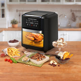 GOURMETmaxx 4in1-Heißluftfritteuse 11 L mit Touchdisplay, fettarm frittieren, Grillen, Dörren und Backen in XXL-Garraum.