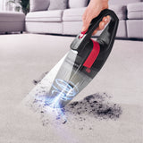 CLEANmaxx Akku-Handstaubsauger grau/rot saugt Schmutz mit LED-Beleuchtung kabellos und beutellos von Teppich schnell und effektiv.
