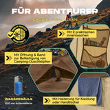 Where Tomorrow - Pop up Duschzelt braun, 10 Sek. Quick-up-Aufbau, wetterfest, mit Innentaschen und Halterung für Kleidung oder Handtücher.