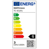 EASYmaxx Solar-Arbeitsleuchte mobil - Schwarz mit Energieeffizienzklasse G, 3 kWh/1000h Verbrauch, ideal für unterwegs und Notfälle.