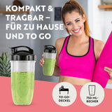 GOURMETmaxx Nutrition Mixer 4-tlg. mit To-go-Deckel und 750-ml-Becher für kompakte und tragbare Smoothies zu Hause und unterwegs.