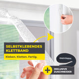 EASYmaxx Moskitonetz für Fenster bis 110 x 130 cm mit selbstklebendem Klettband für einfache Montage ohne Bohren.