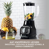 GOURMETmaxx Standmixer mit 4 Edelstahlklingen, 2 Geschwindigkeitsstufen und rutschfesten Gummifüßen für einfaches Pürieren und Mixen.