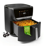 GOURMETmaxx AirGenius Heißluftfritteuse, 7,5 l mit 9,5 Zoll LED-Touchdisplay und 7 Programmen für fettarmes Frittieren.
