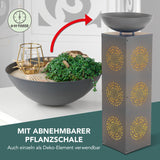 EASYmaxx LED-Dekosäule Beton-Optik mit Pflanzschale Mandala 87 cm Grau, LED-Beleuchtung, Timer, batteriebetrieben, dekorative Säule.