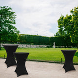 LUMALAND Stehtischhusse Ø 80-85 cm Schwarz, 5er-Set, elegante, schmutzabweisende und waschbare Tischbezüge für Stehtische indoor und outdoor.