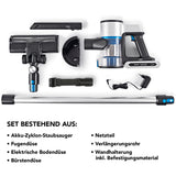 CLEANmaxx Akku-Zyklon-Staubsauger Digital-Display mit Zubehörset inkl. Bodendüse, Fugendüse, Bürstendüse, Verlängerungsrohr und Wandhalterung.