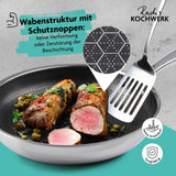 Rachs KOCHWERK Edelstahlpfanne mit Wabenstruktur Ø28cm, antihaft, alle Herdarten, mit kratzfester Schutzstruktur und zartem Bratergebnis.