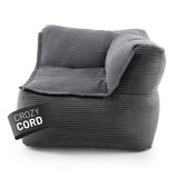 LUMALAND Modulares Eckteil links aus der Cord-Reihe, 81x81x70 cm - Bezug soft & waschbar - Grau, trendiges Design