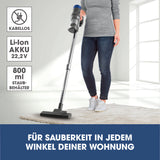 CLEANmaxx Kabelloser Hand- und Bodenstaubsauger mit Zyklontechnologie in anthrazit/blau, kabellos, 22,2 V Li-Ion Akku, 800 ml Staubbehälter.