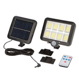 EASYmaxx Solar-Strahler mit Bewegungsmelder - schwarz, LED Solarstrahler mit separatem Solarpanel und Fernbedienung, 300 Lumen, Dämmerungssensor.