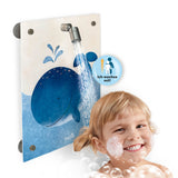 Kinderdusche Wal mit kinderfreundlichem Design, Höhenverstellbar für selbstständiges Duschen und spielerisches Wassererlebnis.