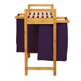 LUMALAND Bambus Wäschekorb mit 2 ausziehbaren Wäschesacken in Lila, 73 x 64 x 33 cm, stilvoll und pflegeleicht.