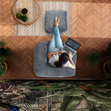 LUMALAND Modularer Sessel aus der Cord-Reihe, 96x72x70cm, grau, mit weichem, waschbarem Bezug und modernem Design von oben fotografiert.