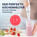 GOURMETmaxx Stabmixer mit Messbecher weiß/grau, abnehmbarer Mixaufsatz, 700-ml-Becher, Edelstahlklinge, ideal zum Pürieren und Mixen