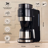Barista Filterkaffeemaschine Touch Iso mit Mahlwerk und LED-Touchdisplay in Schwarz, 1,25L Wassertank, Edelstahl-Isolierkanne