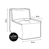 LUMALAND Sitzsack-Sofa Mittelstück senfgelb, 200 L Volumen, modulare Kombinierbarkeit, leicht 5,3 kg, Maße 81x54x70 cm.