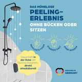 HornyFeet Hornhautentferner für die Dusche mit extragroßer Feile, hygienisch, langlebig, einfache Montage ohne Bohren für mühelose Fußpflege.