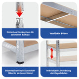 EASYmaxx 2 in 1 Schwerlastregal & Werkbank mit Stecksystem, verstärkten Böden, Kunststofffüßen und variabler Regalboden-Anordnung.