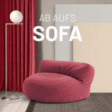 LUMALAND Interior Line Sitzsack-Lounge rundes Sitzsack-Sofa 320l Füllung 90x50 cm Rot aus hochwertigem Leinenmaterial für Innenräume.