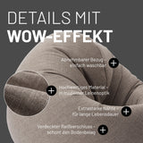 LUMALAND Sitzsack Interior Line runder Sitzkissen 300l Füllung, Leinenlook, abnehmbar, waschbar, hellgrau, extra starke Nähte, hoher Sitzkomfort