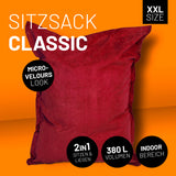 LUMALAND XXL Microvelours Sitzsack 380L in Rot, 140x180 cm, stilvoller und bequemer Indoor Sitzsack für Entspannung und Komfort.